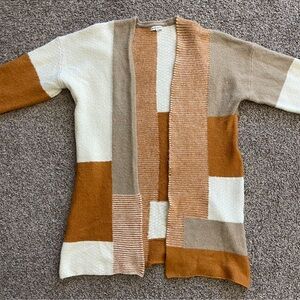 Moon River Orange Colorblock Cardigan